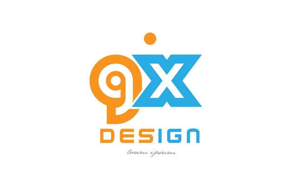 Gx g x combinación de letras de alfabeto azul naranja — Vector de stock