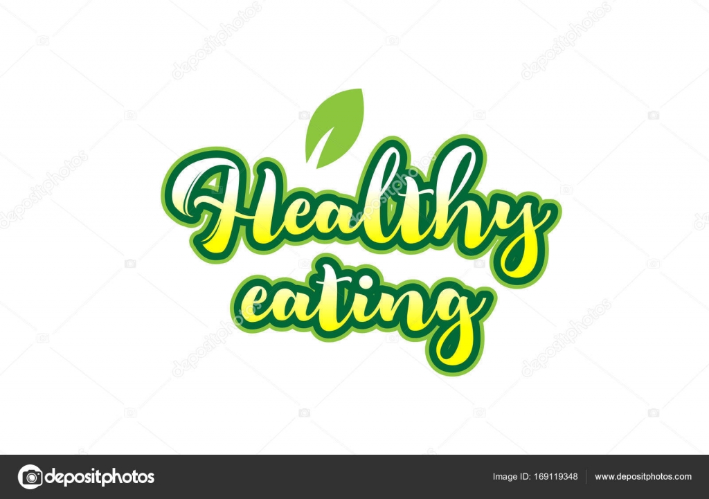 Healthy Eating Word Font Text Typographic Logo Design With Green