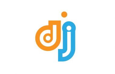 DJ d j turuncu mavi Alfabe harf logo kombinasyonu