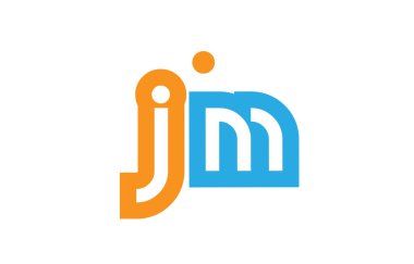 JM j m turuncu mavi Alfabe harf logo kombinasyonu