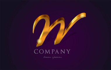 w altın altın Alfabe harf logo simge tasarım