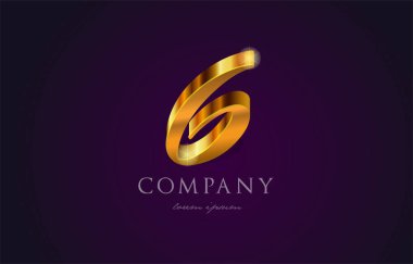 6 altı altın altın Sayı sayısal basamak logo simge tasarım