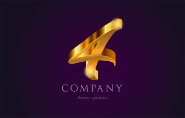 4 dört altın altın Sayı sayısal basamak logo simge tasarım