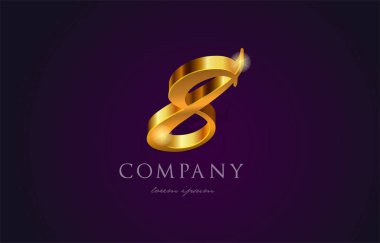 8 sekiz altın altın Sayı sayısal basamak logo simge tasarım