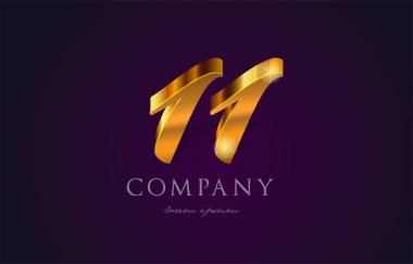 11 onbir altın altın Sayı sayısal basamak logo simge tasarım