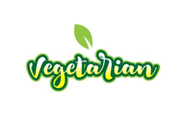Vejetaryen kelime yazı tipi metin tipografik logo tasarımı ile yeşil lea