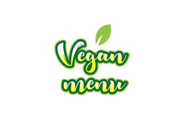 Vejetaryen Menü word yazı tipi metin tipografik logo tasarımı ile yeşil lea