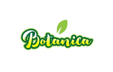 Botanica kelime yazı tipi metin tipografik logo tasarımı ile yaprak yeşil
