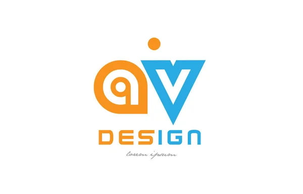 Av v オレンジ青いアルファベット文字ロゴの組み合わせ — ストックベクタ
