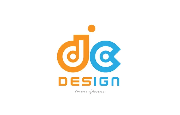 DC kombinację logo liter alfabetu d, c, pomarańczowy, niebieski — Wektor stockowy