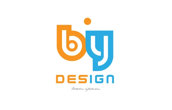 B y oranžová modrá abeceda dopis logo kombinace — Stockový vektor