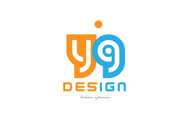 Yg y g combinación de letras de alfabeto azul anaranjado — Vector de stock