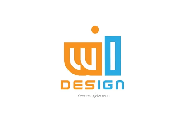 WL w l pomarańczowy niebieski alfabet list logo kombinacji — Wektor stockowy
