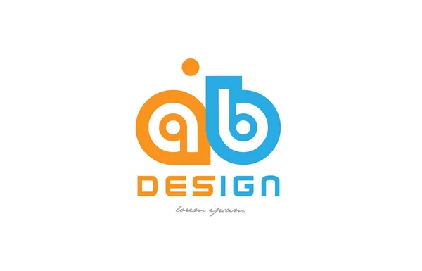 AB een b oranje blauw alfabet letter logo combinatie — Stockvector