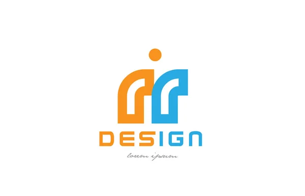 Rr r r orange blaues Alphabet Buchstabe logo Kombination — Stockvektor