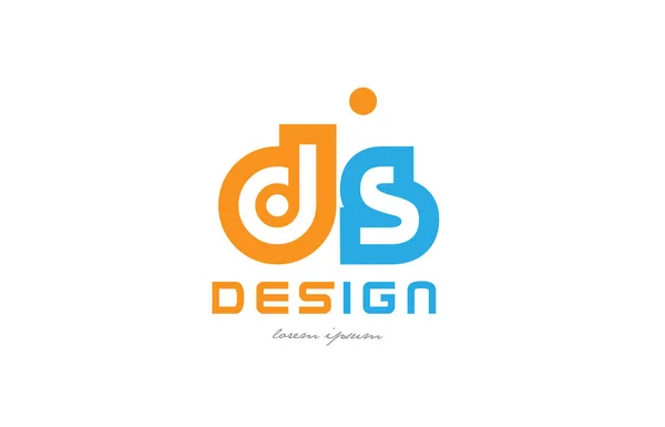 DS d s oranžovou modrá abeceda dopis logo kombinace — Stockový vektor