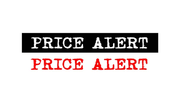 Insignia de sello de goma de alerta de precio con el logotipo de texto de la máquina de escribir — Vector de stock