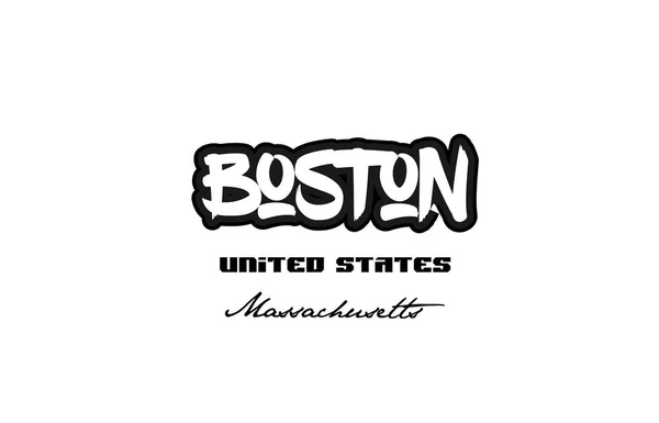 Estados Unidos da América boston massachu=city graffitti font typograph —  Vetores de Stock