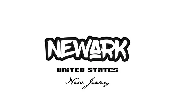 Estados Unidos newark new jersey city graffitti font typography d —  Vetores de Stock