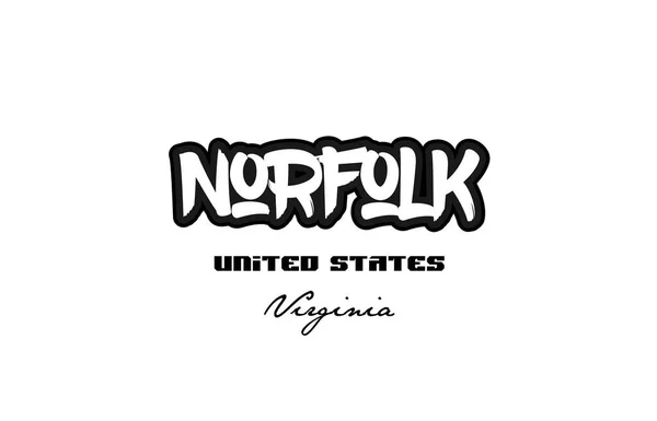 Estados Unidos norfolk virginia city graffitti font typography de —  Vetores de Stock