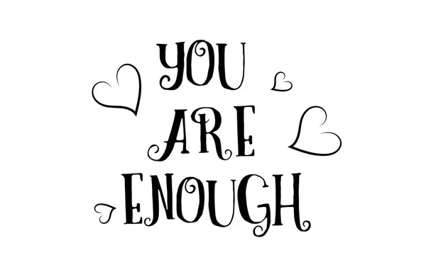 Usted es suficiente amor cita logo tarjeta de felicitación cartel diseño — Archivo Imágenes Vectoriales