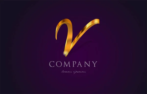 V altın altın Alfabe harf logo simge tasarım — Stok Vektör