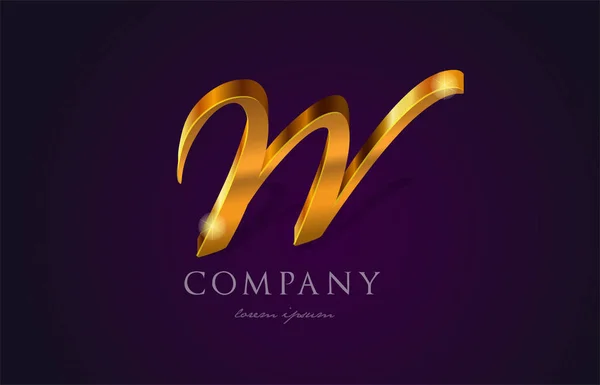 W or lettre alphabet doré logo icône design — Image vectorielle