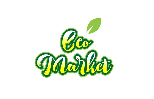 Eco market word fuente texto tipográfico logo diseño con pulga verde — Vector de stock