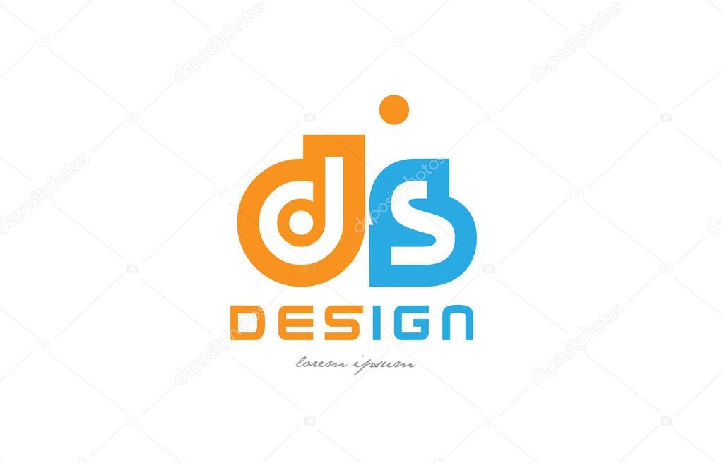 Alphabet letter logo combination ds d s in orange and blue suitable for a business or company