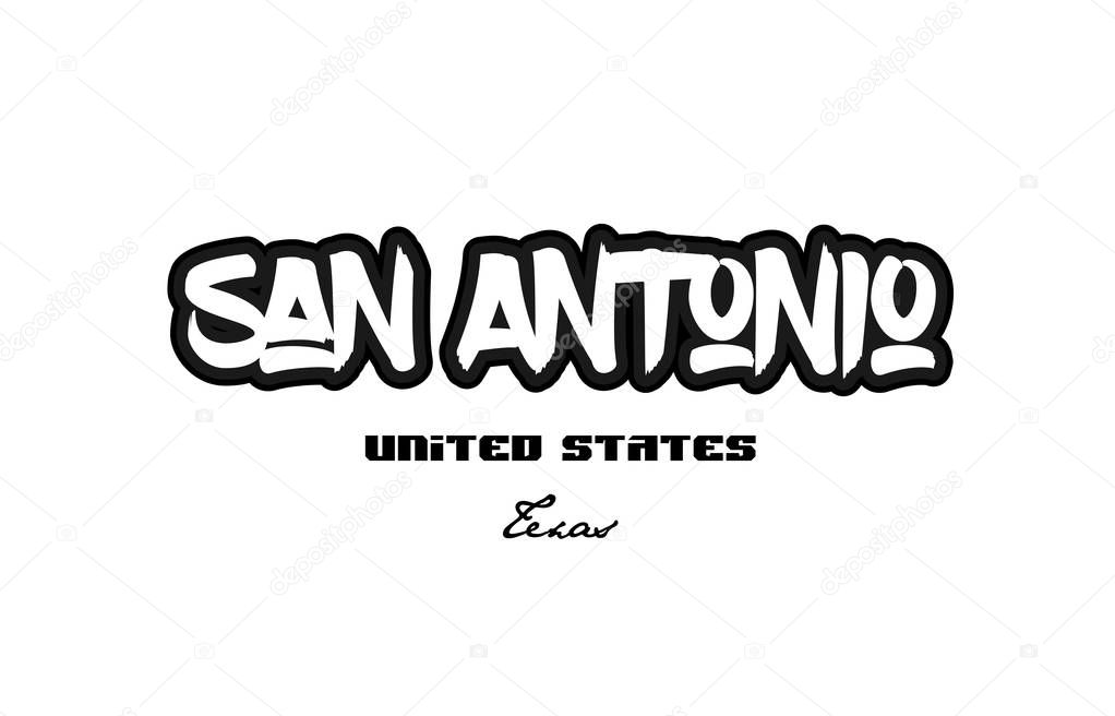 United States san antonio texas city graffitti font typography d