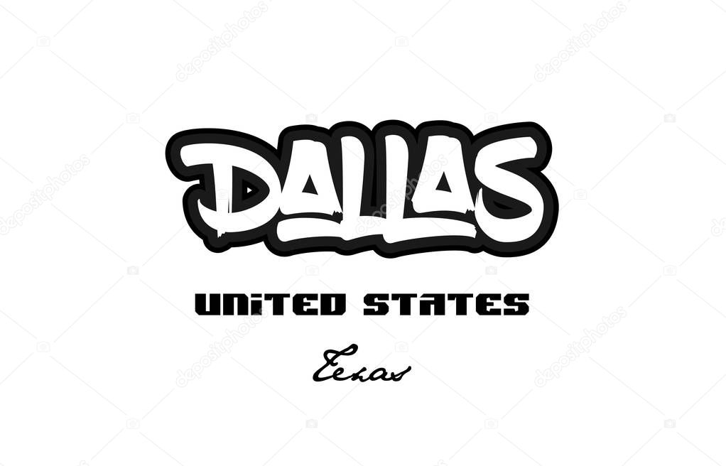 Typography design of dallas texas city text word in the United States of America graffitti style logo