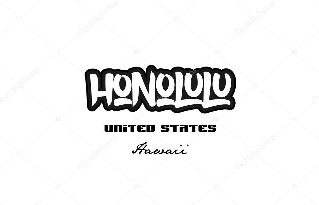 United States honolulu hawaii city graffitti font typography des
