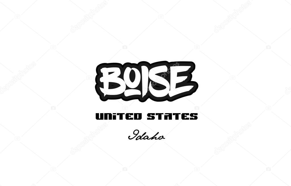 Typography design of boise idaho city text word in the United States of America graffitti style logo