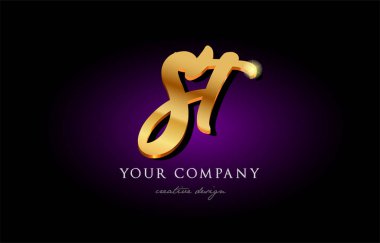 St s t 3d altın altın alfabe metal logo simge tasarım h harfi