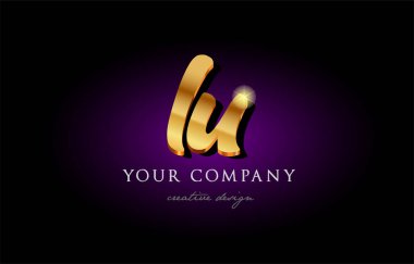  lu l u 3d altın altın alfabe metal logo simge tasarım h harfi