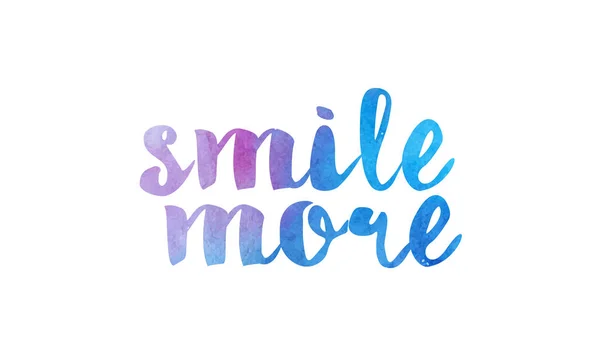 Smile more watercolor hand written text positive quote inspirati — Stock Vector