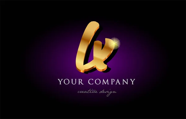 Lx l x 3d oro alfabeto dorado letra metal logotipo icono diseño ha — Vector de stock