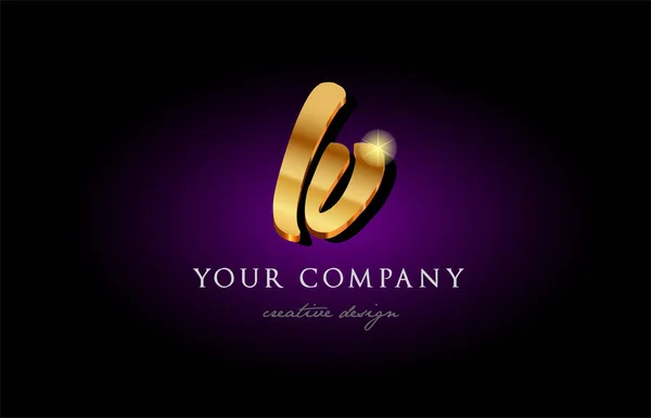 Lv l v 3d ouro alfabeto dourado letra metal logotipo ícone design h —  Vetores de Stock
