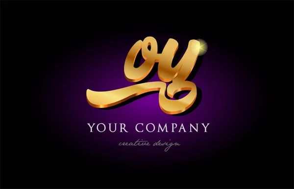 Oy o y 3d gold alphabet letter metal logo desain h - Stok Vektor