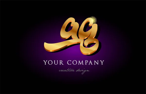 Ag a g 3d gold golden alphabet letter metal logo design h — стоковый вектор