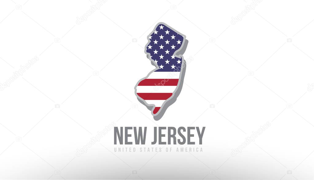 Vector illustration of new jersey county state with US united states flag as a texture suitable for a map logo or design purposes