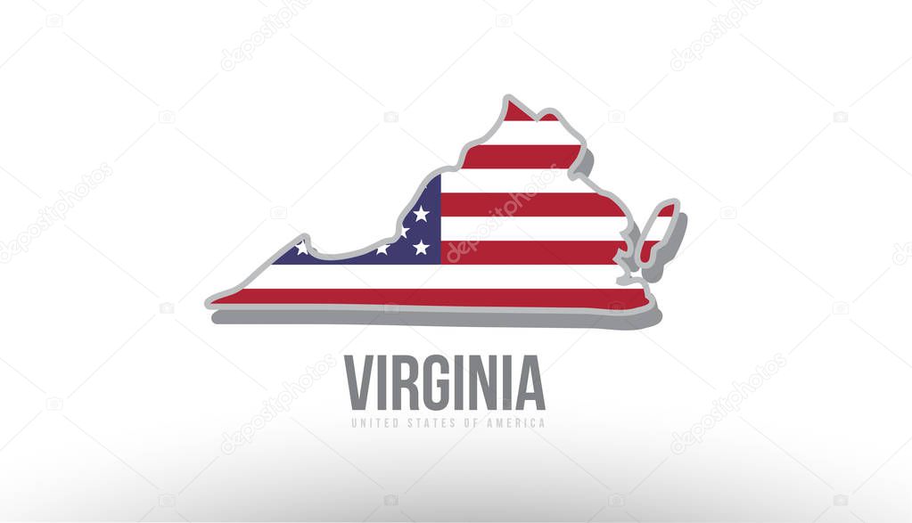 Vector illustration of virginia county state with US united states flag as a texture suitable for a map logo or design purposes