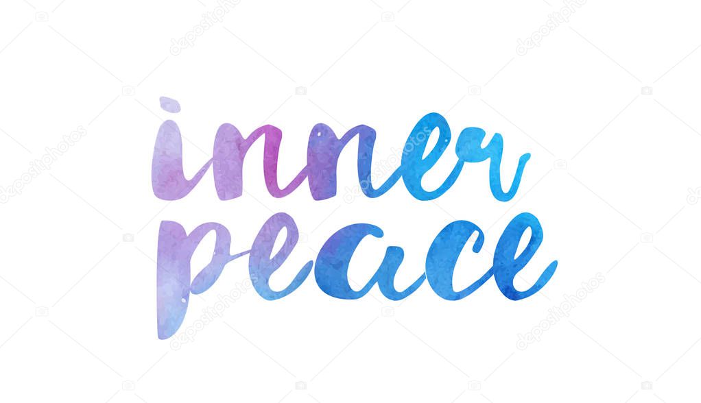 Inner peace beautiful watercolor text word expression typography design suitable for a logo banner t shirt or positive quote inspiration design