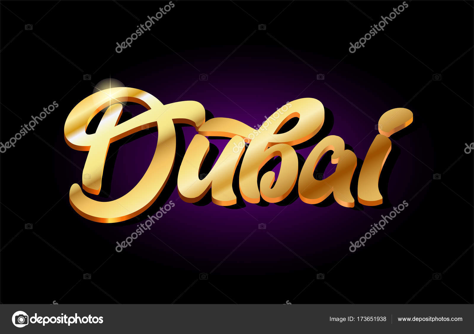 Dubai 3d oro dorado texto metal logotipo icono diseño escrito a mano tipo  Vector de stock #173651938 de ©dragomirescu, image size:1600x1127