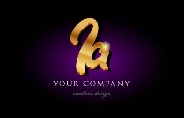  Ia ben 3d altın altın Alfabe harf logo simge tasarım s metal