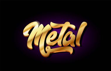 3D altın altın metin metal logo simge tasarım el yazısıyla typ metal