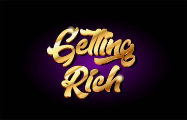 zengin 3d altın altın metin metal logo simge tasarım handwrit elde