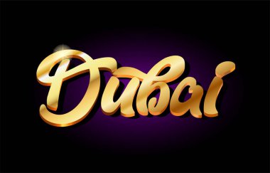 Dubai 3d altın altın metin metal logo simge tasarım el yazısı typ