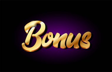 bonus 3d altın altın metin metal logo simge tasarım el yazısı typ