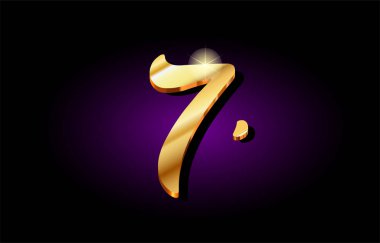 7 7 numara sayısal basamak altın 3d logo simge tasarım